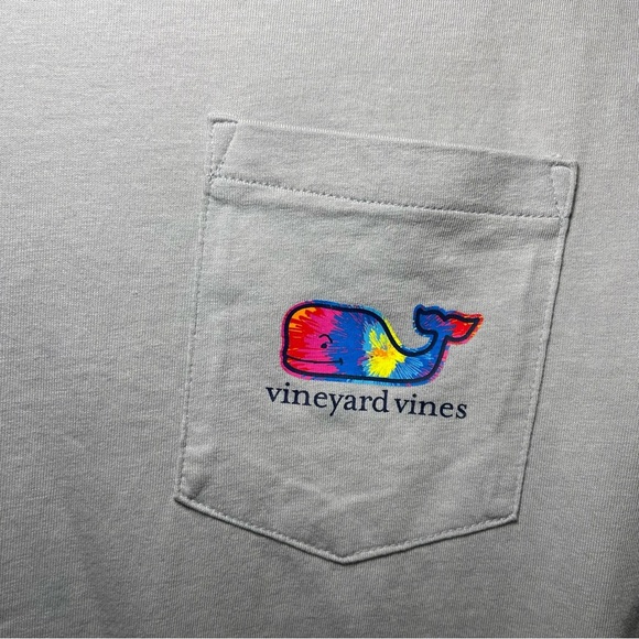 Vineyard Vines Junior XL Gray casual coastal Long Sleeve Tee Tie-Dye Whale Logo - Picture 3 of 10